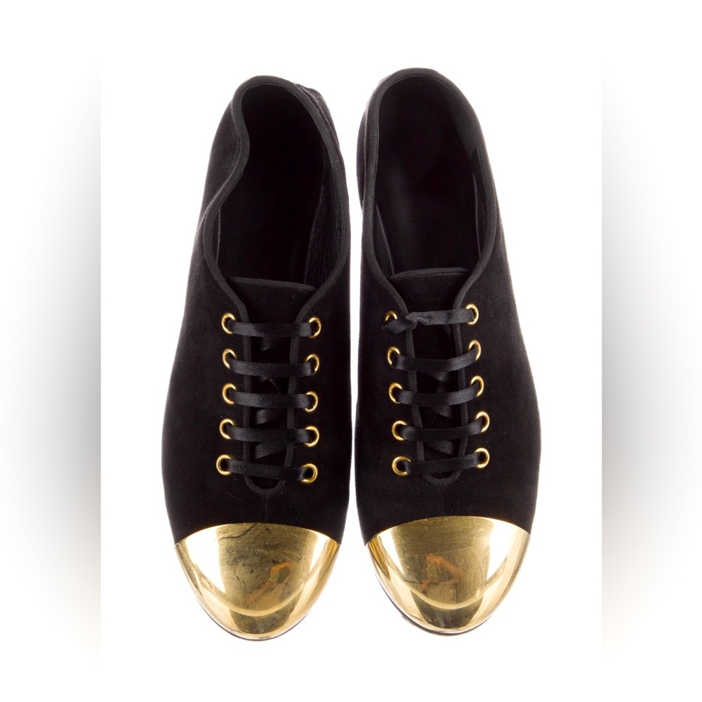 Giuseppe Zanotti - Black Suede Leather and Gold Brass Oxford Shoes